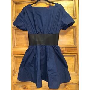 Staud Amy Poplin Minidress Navy Black Medium Falw